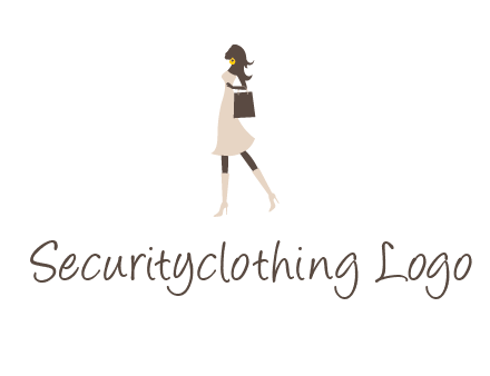 woman with purse and thigh high boots logo