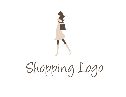 woman with purse and thigh high boots logo