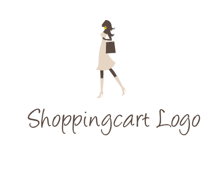 woman with purse and thigh high boots logo