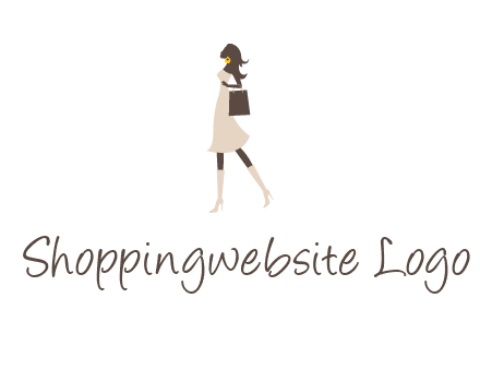 woman with purse and thigh high boots logo