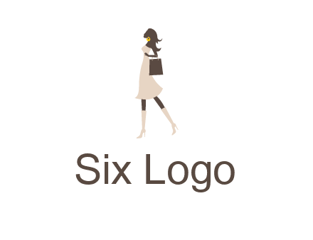woman with purse and thigh high boots logo