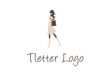 woman with purse and thigh high boots logo