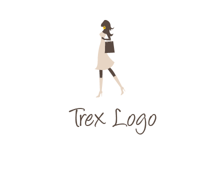 woman with purse and thigh high boots logo