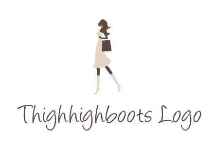 woman with purse and thigh high boots logo