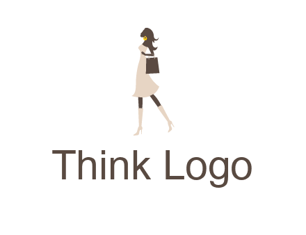 woman with purse and thigh high boots logo