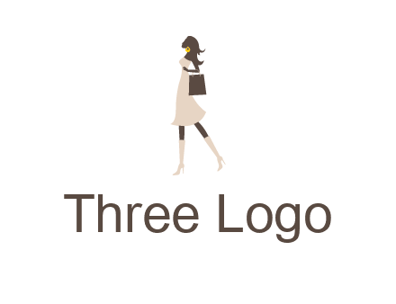 woman with purse and thigh high boots logo