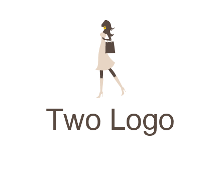 woman with purse and thigh high boots logo