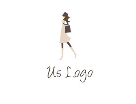 woman with purse and thigh high boots logo