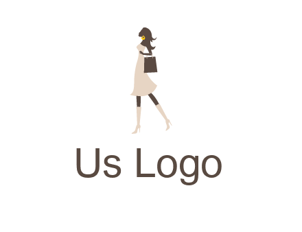 woman with purse and thigh high boots logo