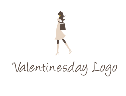 woman with purse and thigh high boots logo