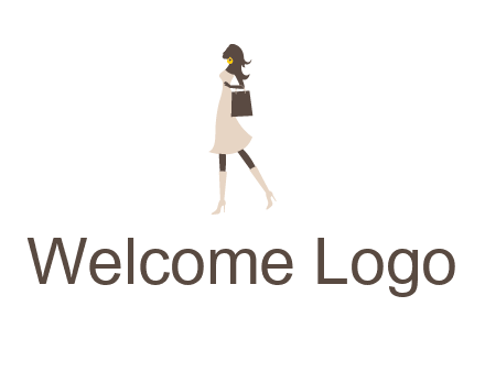 woman with purse and thigh high boots logo