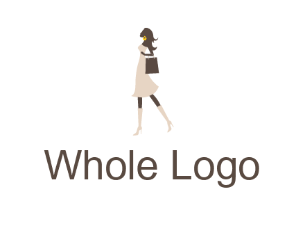 woman with purse and thigh high boots logo