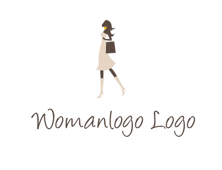 woman with purse and thigh high boots logo