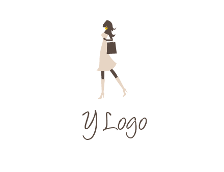 woman with purse and thigh high boots logo