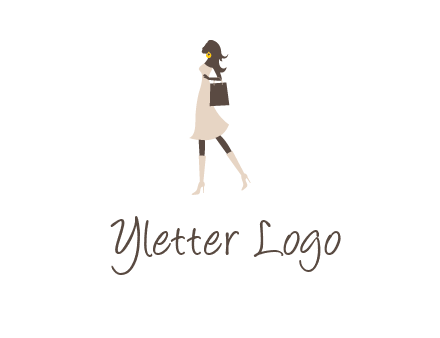 woman with purse and thigh high boots logo