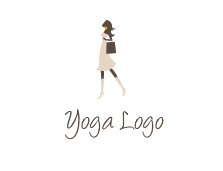woman with purse and thigh high boots logo