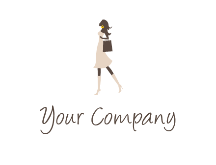 woman with purse and thigh high boots logo