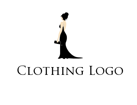 woman in backless dress logo
