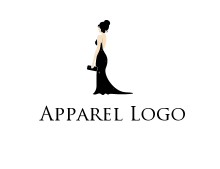 woman in backless dress logo