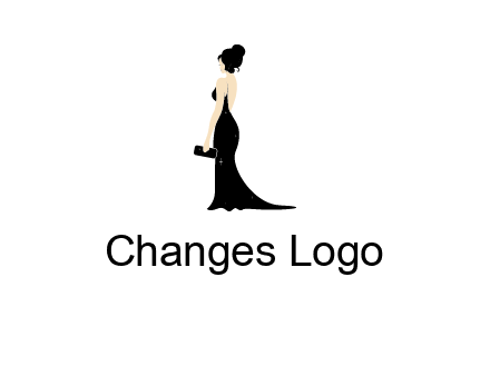 woman in backless dress logo