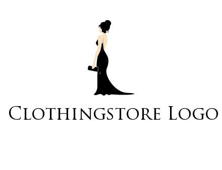 woman in backless dress logo