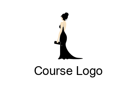 woman in backless dress logo