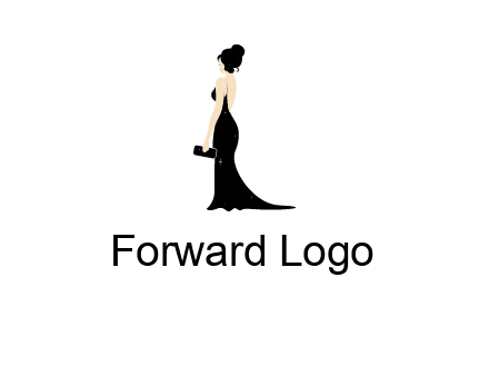 woman in backless dress logo