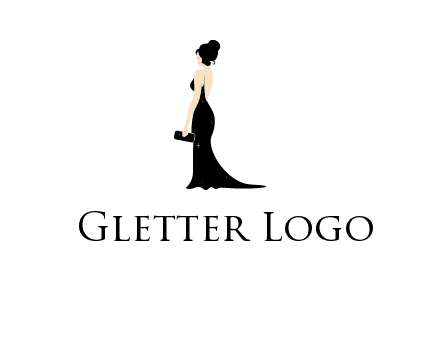 woman in backless dress logo