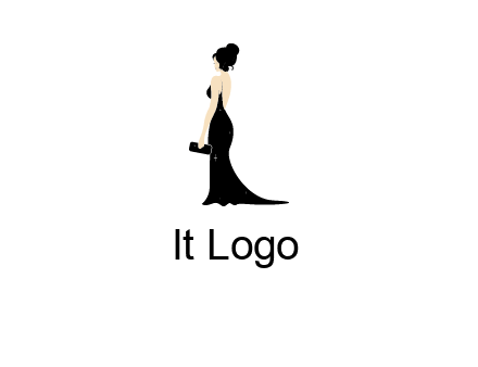woman in backless dress logo