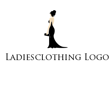 woman in backless dress logo