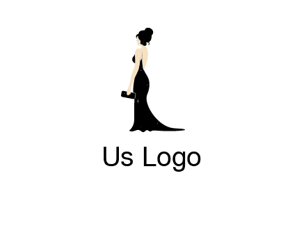 woman in backless dress logo