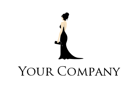 woman in backless dress logo