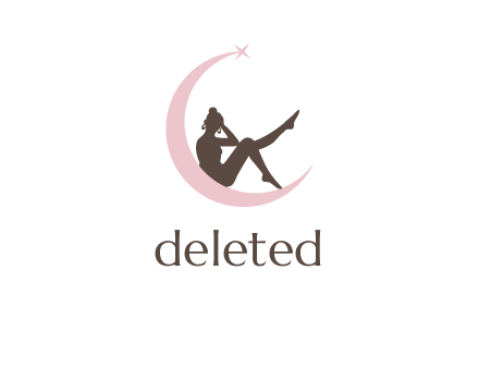 attractive woman sitting on moon in beauty logo