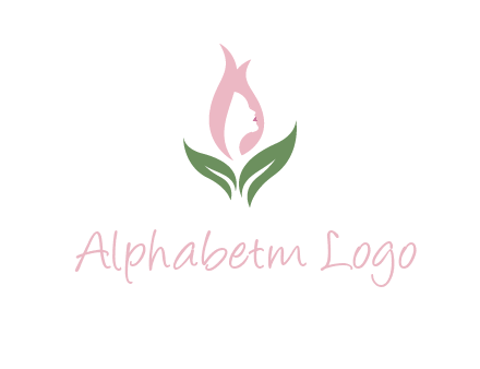 woman's hair like a bud with leaves logo
