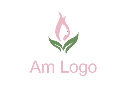woman's hair like a bud with leaves logo