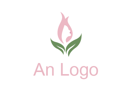 woman's hair like a bud with leaves logo