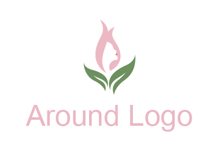 woman's hair like a bud with leaves logo