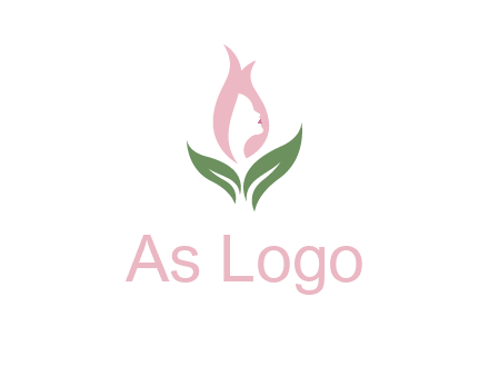 woman's hair like a bud with leaves logo