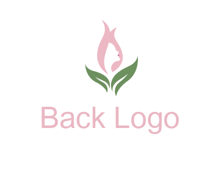 woman's hair like a bud with leaves logo