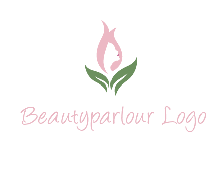 woman's hair like a bud with leaves logo