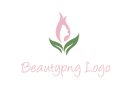 woman's hair like a bud with leaves logo