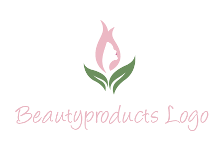 woman's hair like a bud with leaves logo