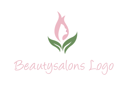 woman's hair like a bud with leaves logo