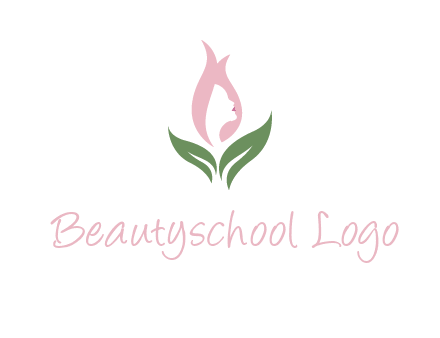 woman's hair like a bud with leaves logo
