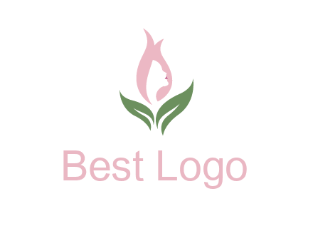 woman's hair like a bud with leaves logo