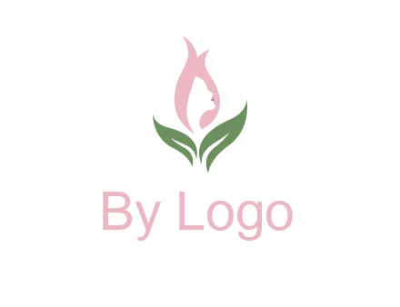 woman's hair like a bud with leaves logo