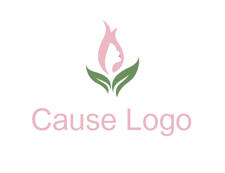 woman's hair like a bud with leaves logo