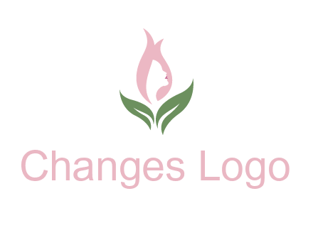woman's hair like a bud with leaves logo