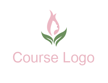 woman's hair like a bud with leaves logo