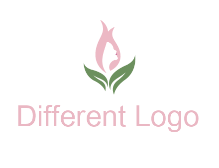 woman's hair like a bud with leaves logo